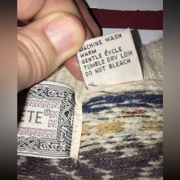 Concrete mix 90s V Neck boxy heavy Sweater Geometric Beige Tan Blue Cosby MEN 2X - Picture 8 of 16